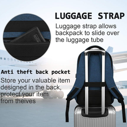 Slim Laptop Backpack - Water-Resistant, USB Charging, Anti-Theft Pocket