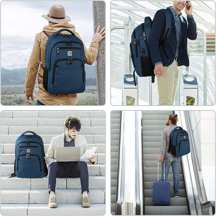 Slim Laptop Backpack - Water-Resistant, USB Charging, Anti-Theft Pocket