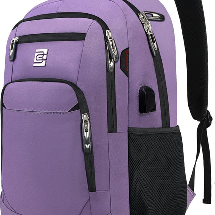 Slim Laptop Backpack - Water-Resistant, USB Charging, Anti-Theft Pocket