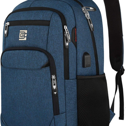 Slim Laptop Backpack - Water-Resistant, USB Charging, Anti-Theft Pocket