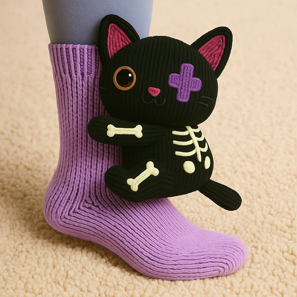 Fuzzy Socks - Non-Slip Grippers, 3D Animal Design, Plush House Socks