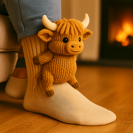 Fuzzy Socks - Non-Slip Grippers, 3D Animal Design, Plush House Socks
