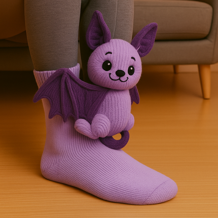 Fuzzy Socks - Non-Slip Grippers, 3D Animal Design, Plush House Socks