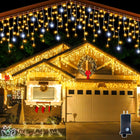 LED Christmas Lights Outdoor Curtain - Cozy Warm White Weatherproof Glow