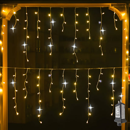 LED Christmas Lights Outdoor Curtain - Cozy Warm White Weatherproof Glow