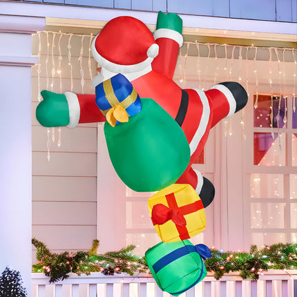 6 ft Inflatable Climbing Santa - LED Lit, Self-Inflating Yard Decor