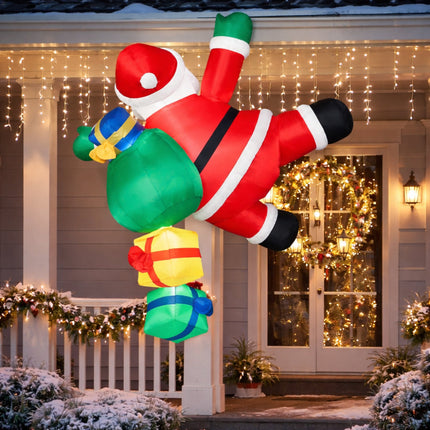 6 ft Inflatable Climbing Santa - LED Lit, Self-Inflating Yard Decor