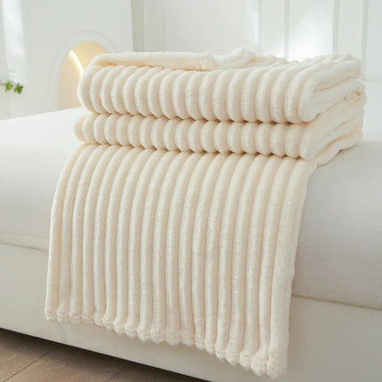 Blanket for Couch - Soft Flannel Fleece Throw, Striped Cozy Sofa Blanket