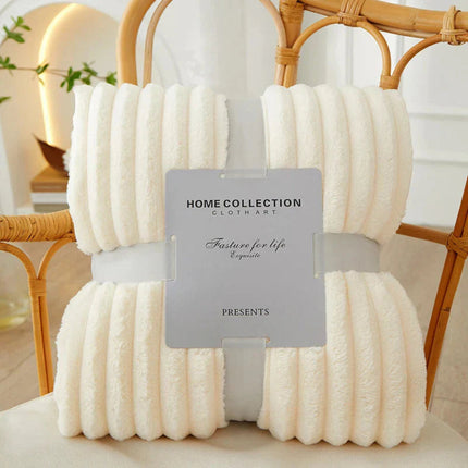 Blanket for Couch - Soft Flannel Fleece Throw, Striped Cozy Sofa Blanket