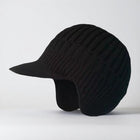Knit Beanie with Ear Flaps - Visor Front, Windproof, Warm Winter Hat