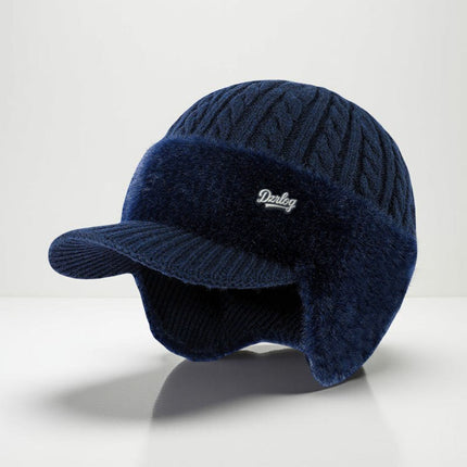 Trapper Hat - Ear Flaps, Fleece Lined, Baseball Visor, Winter Knit Cap