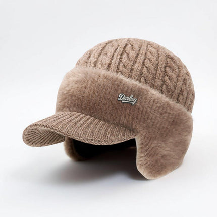 Trapper Hat - Ear Flaps, Fleece Lined, Baseball Visor, Winter Knit Cap