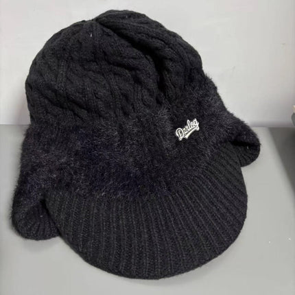 Trapper Hat - Ear Flaps, Fleece Lined, Baseball Visor, Winter Knit Cap