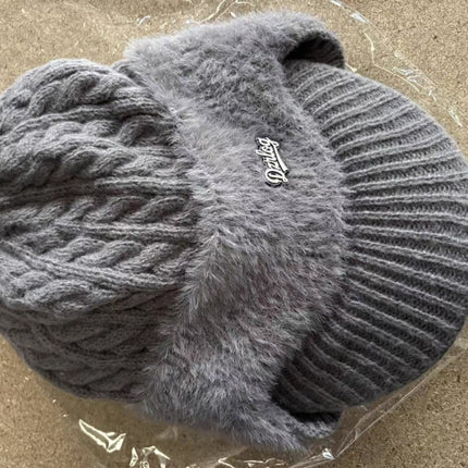 Trapper Hat - Ear Flaps, Fleece Lined, Baseball Visor, Winter Knit Cap