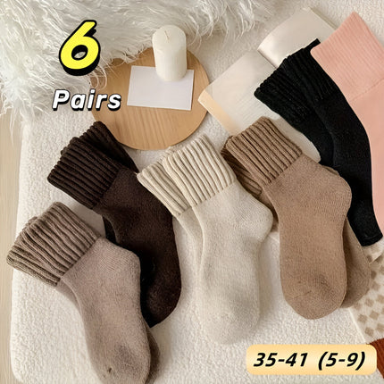 Thick Winter Socks - 6-Pair Pack, Ribbed Cuff, Fall and Cold Weather
