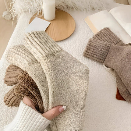 Thick Winter Socks - 6-Pair Pack, Ribbed Cuff, Fall and Cold Weather