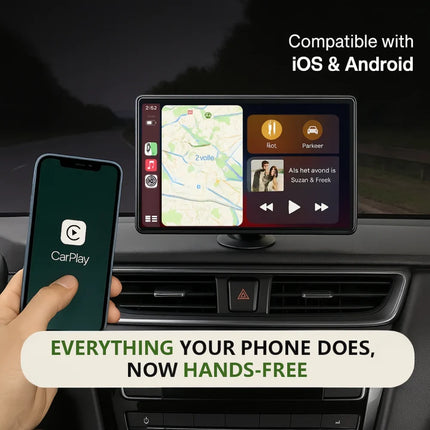 Portable CarPlay Screen - Wireless Android Auto Touchscreen, Backup Cam