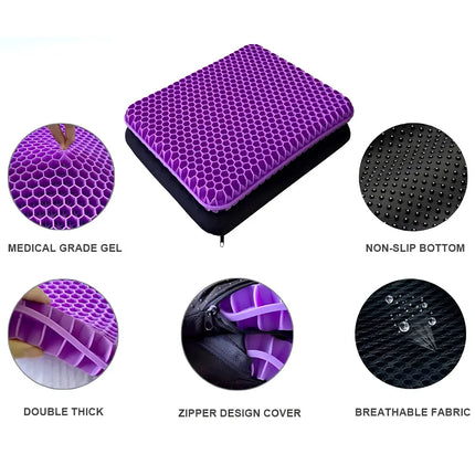 Cooling Gel Seat Cushion - Honeycomb Airflow, All-Day Pressure Relief