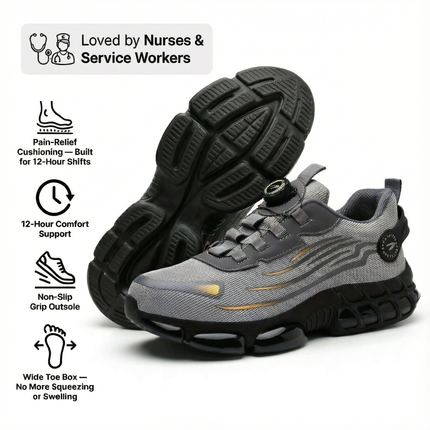 Men's Orthopedic Protective Steel Toe Sneakers with Self-Tying Laces