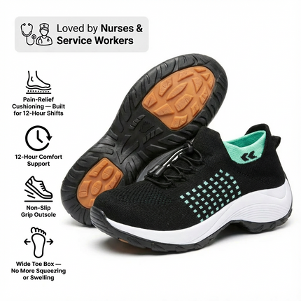12-Hour Shift Women's Orthopedic Sock Sneakers for Heel & Plantar Fasciitis