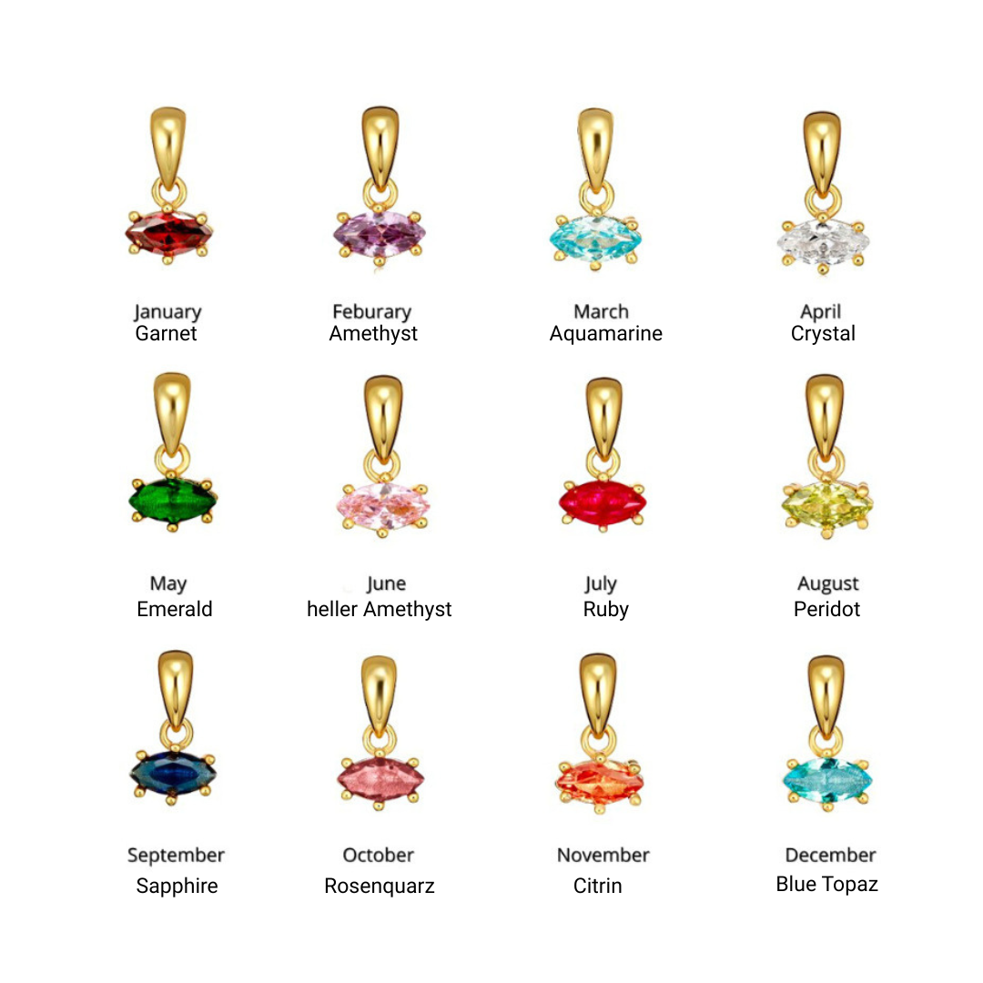 Eye-Shape Birthstone & Zodiac Sign charm necklace / bracelet