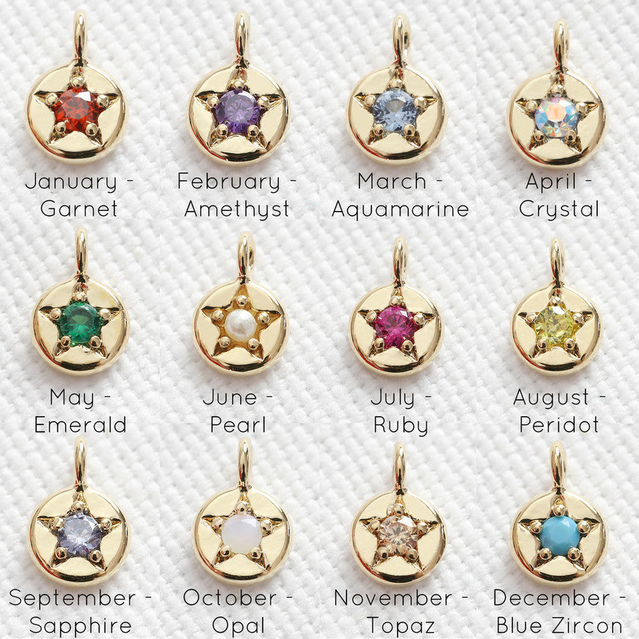 Star-Shape Birthstone & Zodiac Sign charm necklace / bracelet