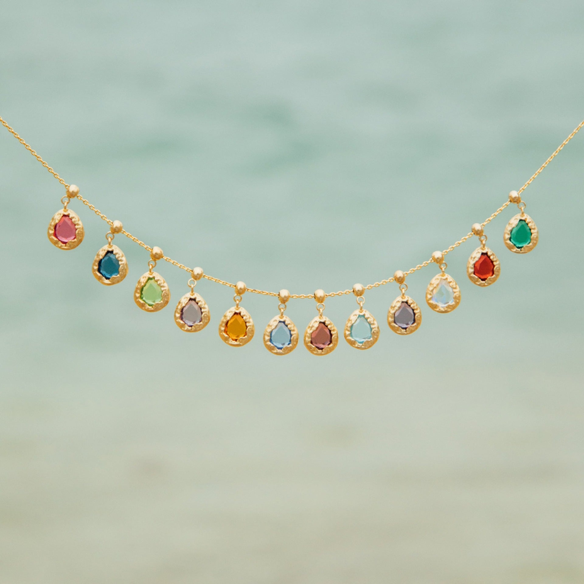 Birthstone & Zodiac Sign charm necklace / bracelet with pull-through design