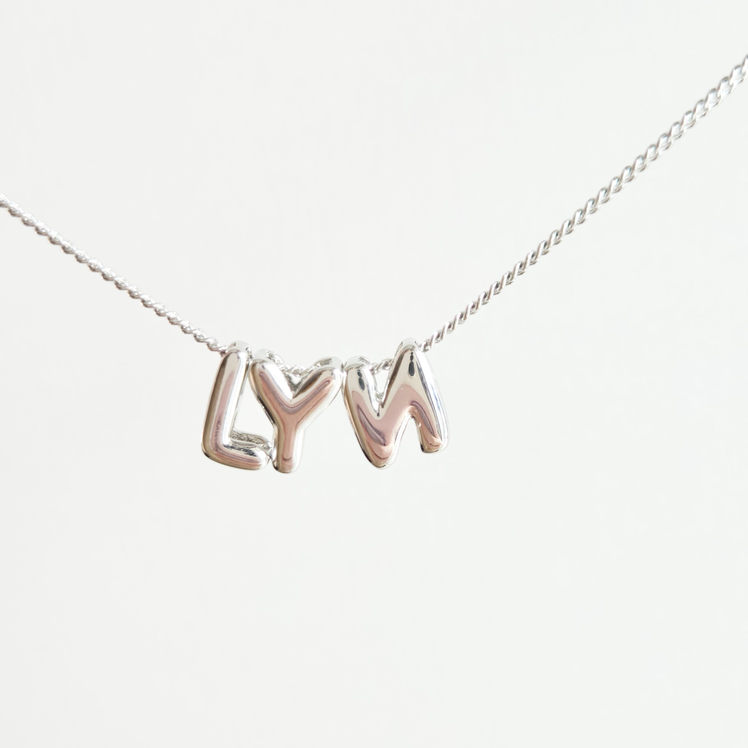 Custom bubble letter necklace