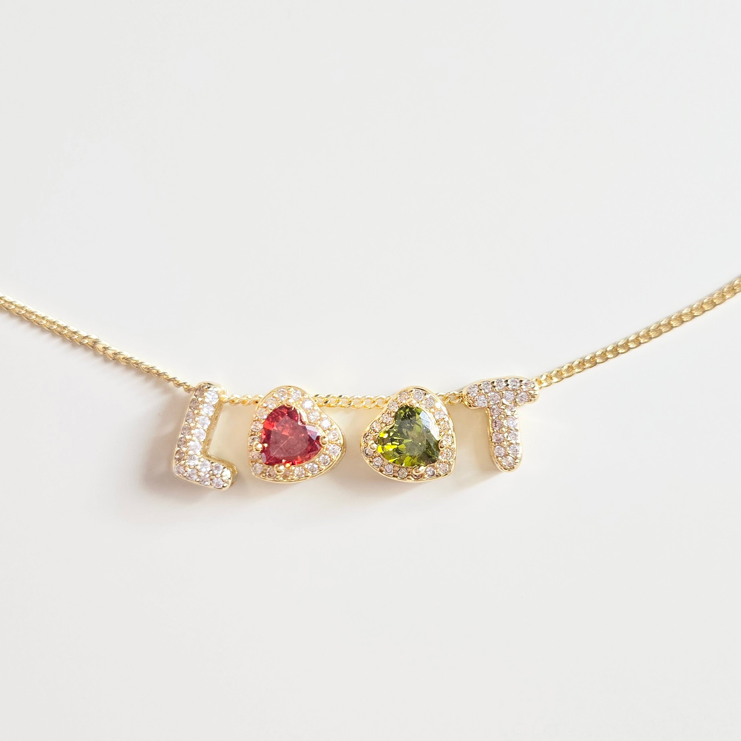 Custom bubble letter necklace