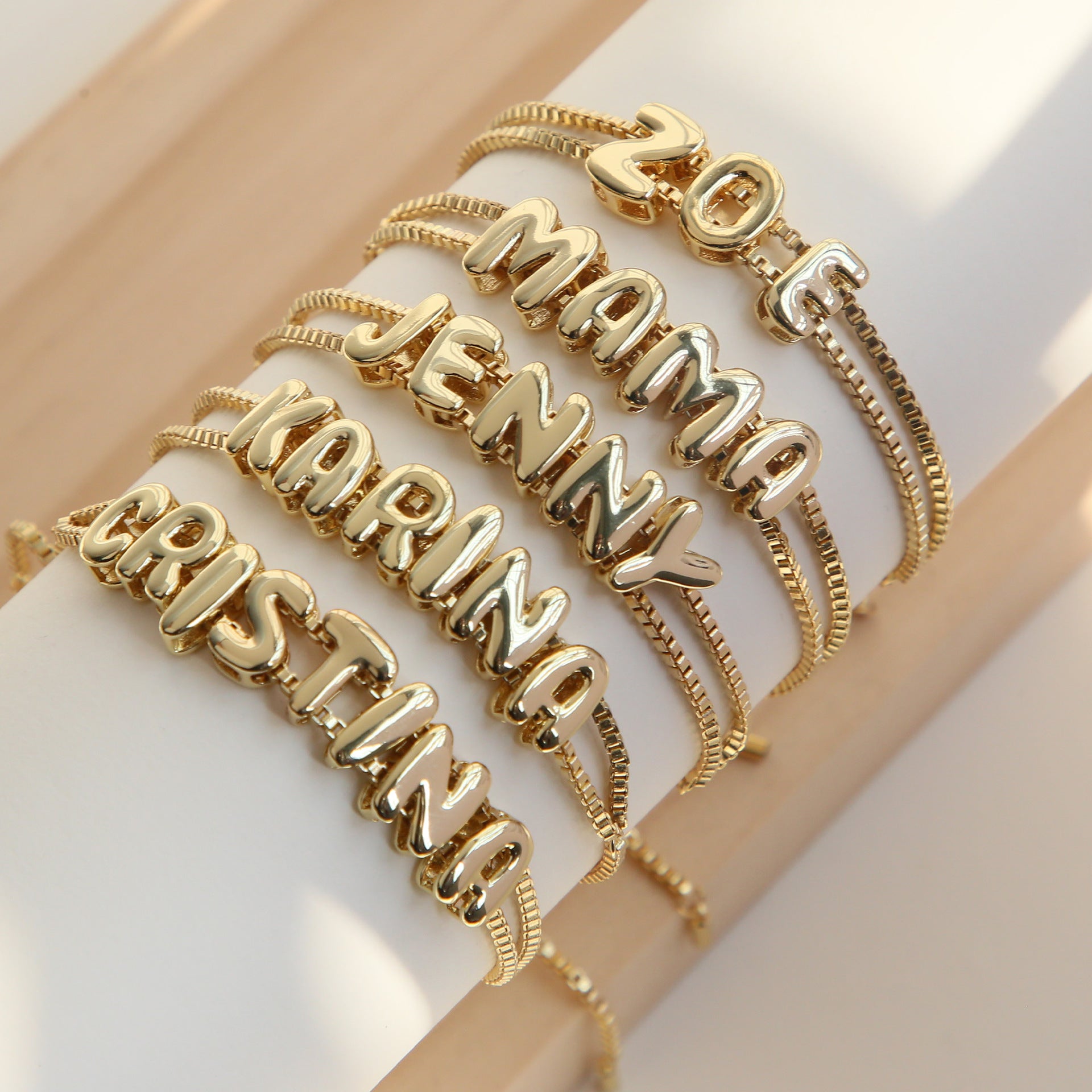 Custom bubble letter bracelet