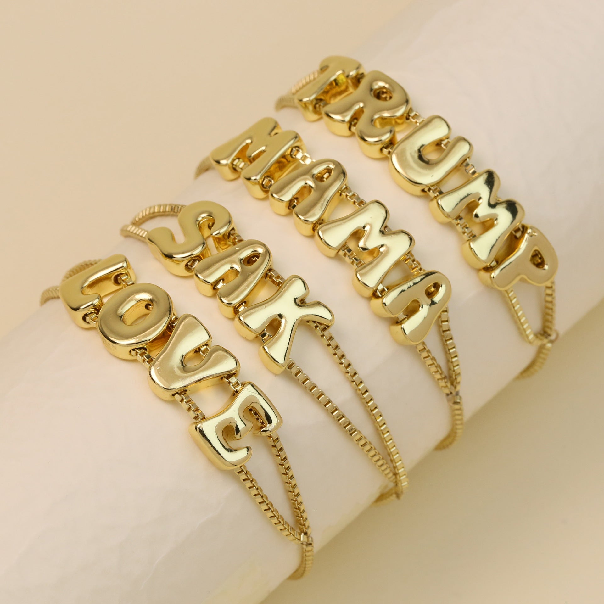 Custom statement letter bracelet