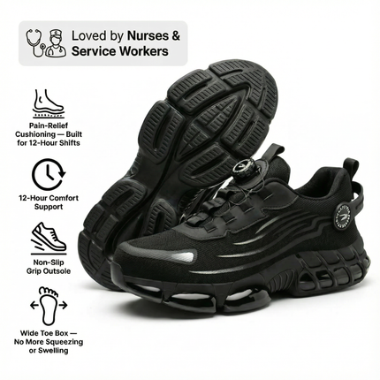 Men's Orthopedic Protective Steel Toe Sneakers with Self-Tying Laces