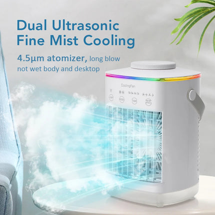 3-in-1 Aircon Humidifier & Night Light - Ultrasonic Mist Cooling Fan