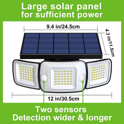 Solar Flood Lights with Motion Sensor - Outdoor Security Lights, 3 Heads