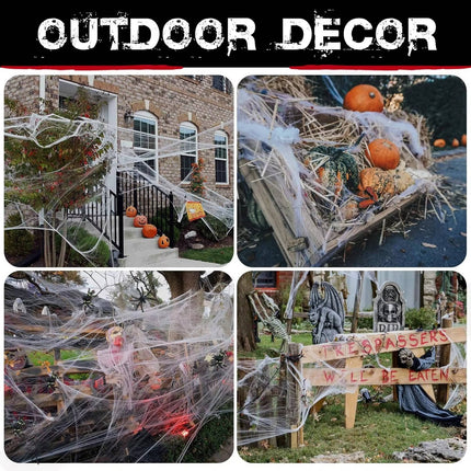 Giant Spider Web Decoration - 200 Sq Ft, Reusable, 9 Spiders Included