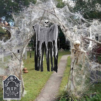 Giant Spider Web Decoration - 200 Sq Ft, Reusable, 9 Spiders Included