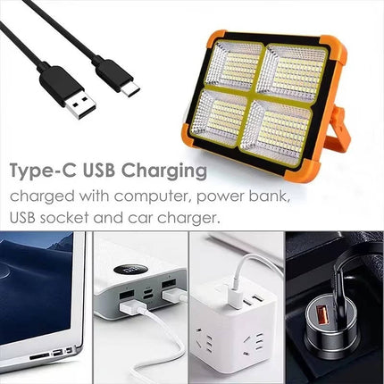 Solar Camping Lamp - Rechargeable Lantern with Power Bank, Magnets, Hook