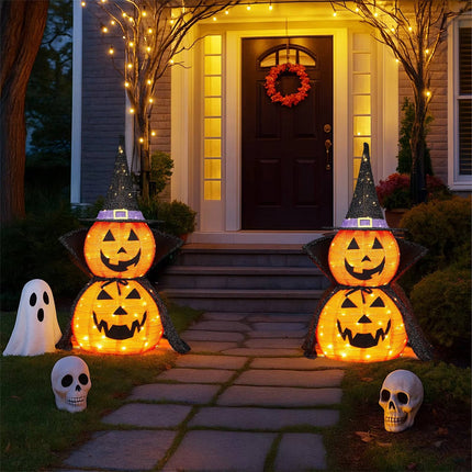 Giant Lighted Pumpkins - 3 ft Collapsible, 176-LED Halloween Yard Decor