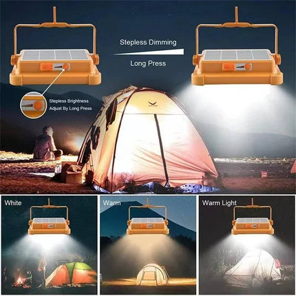 Solar Camping Lamp - Rechargeable Lantern with Power Bank, Magnets, Hook