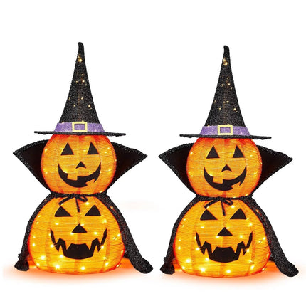 Giant Lighted Pumpkins - 3 ft Collapsible, 176-LED Halloween Yard Decor
