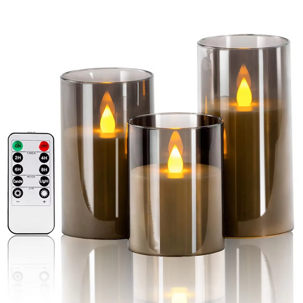 Realistic Flameless Candles with Remote - LED Real Wax Pillar Candle Set
