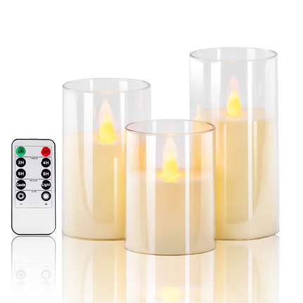 Realistic Flameless Candles with Remote - LED Real Wax Pillar Candle Set