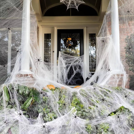 Giant Spider Web Decoration - 200 Sq Ft, Reusable, 9 Spiders Included