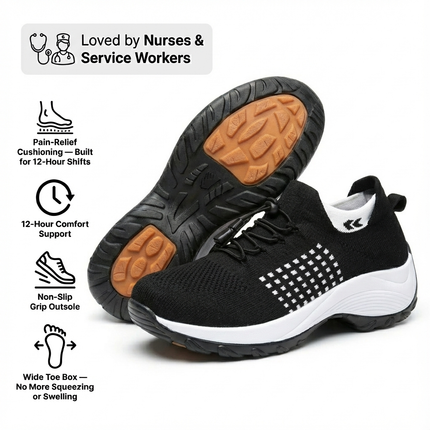 12-Hour Shift Women's Orthopedic Sock Sneakers for Heel & Plantar Fasciitis