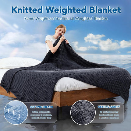 Cozy Comfort Knitted Weighted Blanket - Breathable Cooling Microfiber