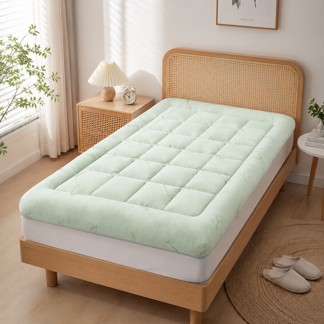 Bamboo Mattress Topper - Cooling, Pillow Top, Deep Pocket Comfort Layer
