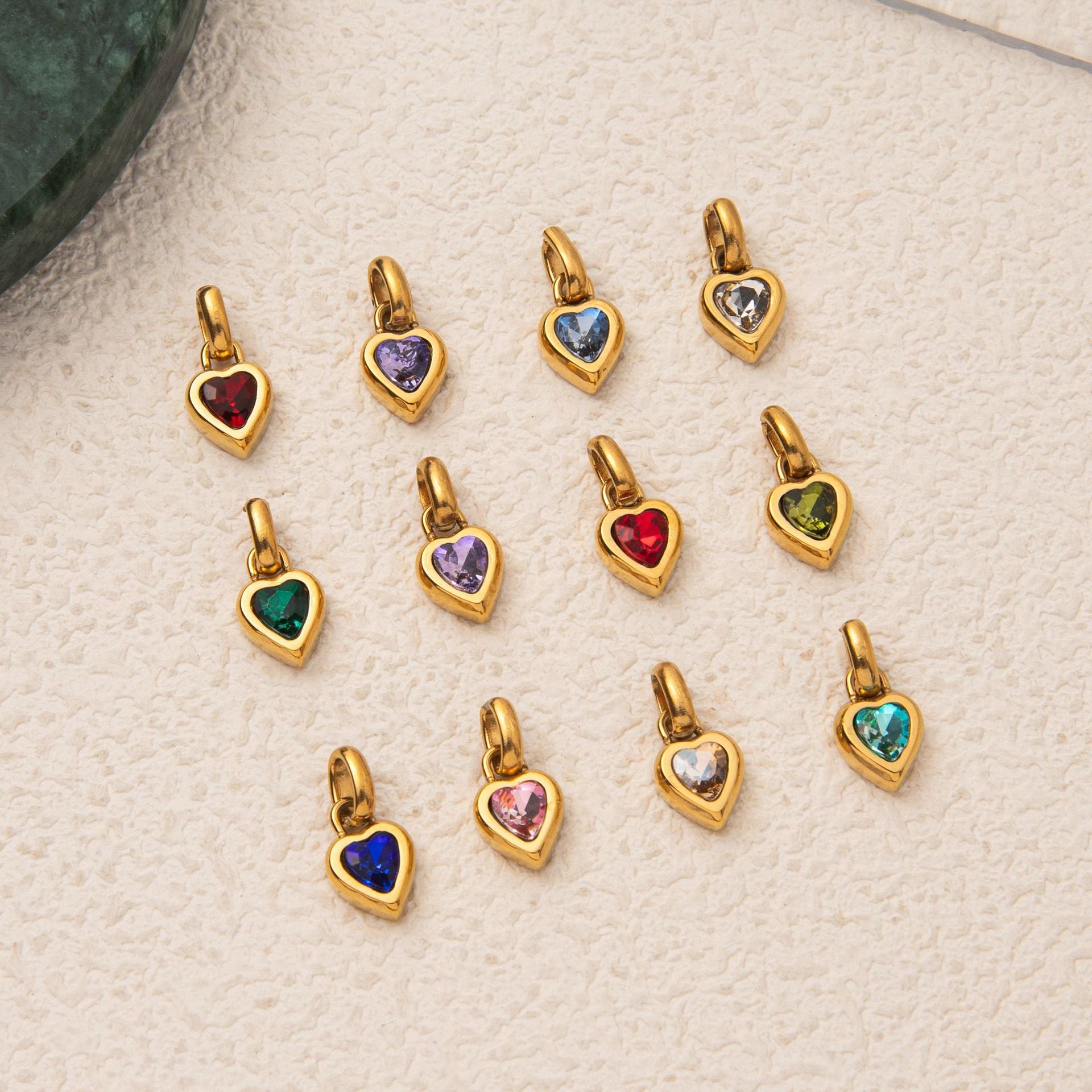 Heart-Shape Birthstone & Zodiac Sign charm necklace / bracelet