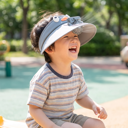 Kids Cooling Fan Visor Hat in use outdoors