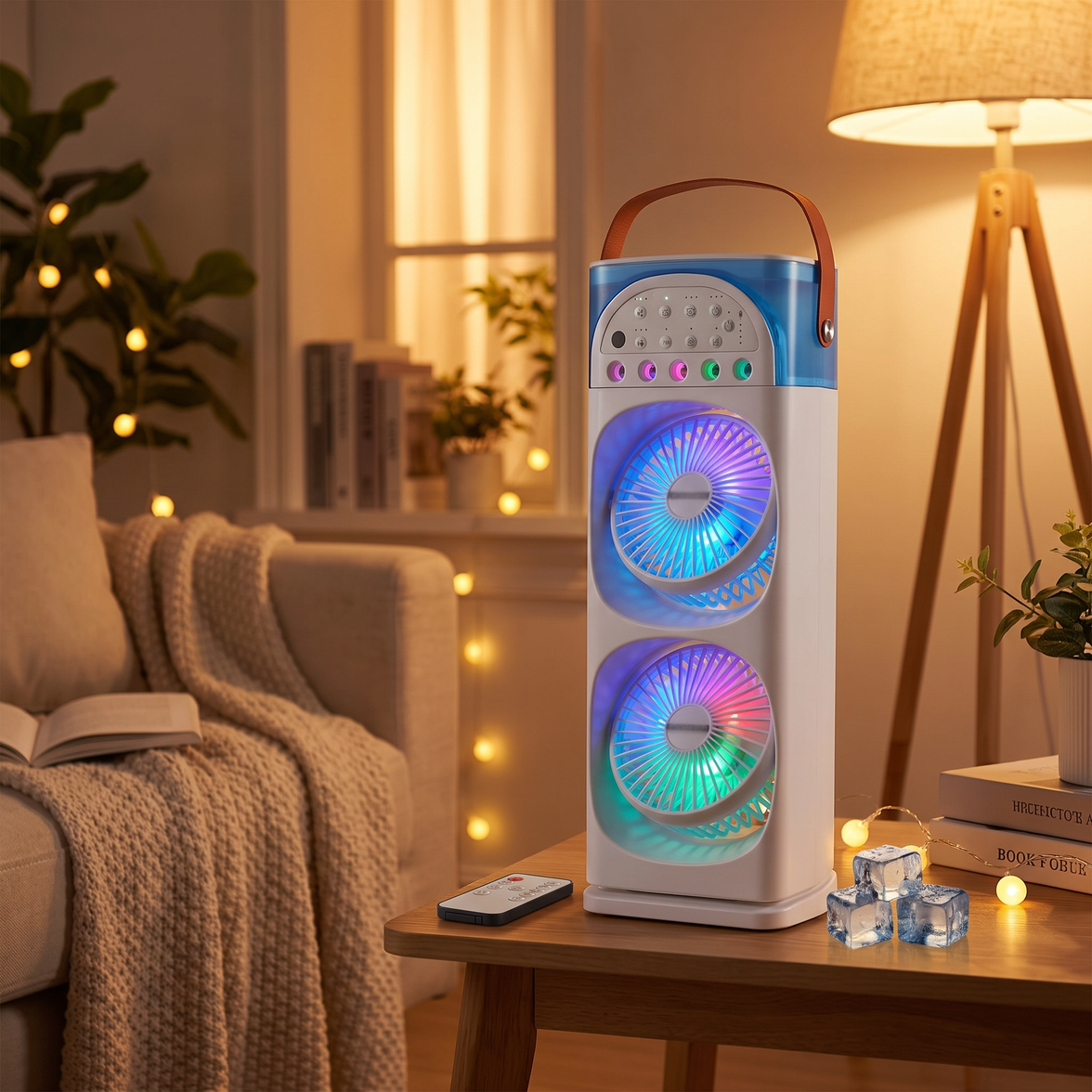 4-in-1 Aircon with 7-Color LED in use in a living room
