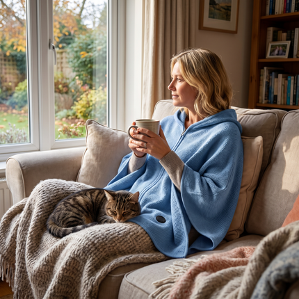 Graphene Heated Shawl - Blue lifestyle